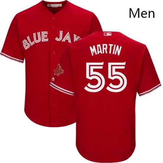 Mens Majestic Toronto Blue Jays 55 Russell Martin Replica Scarlet Alternate Cool Base MLB Jersey